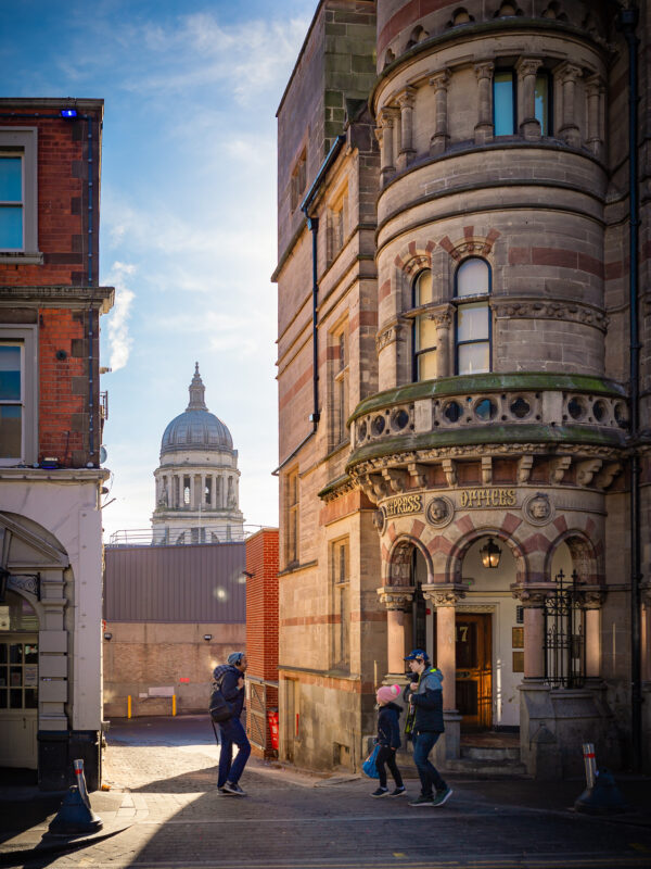 Photograph of Nottingham Council House dome and Express Offices by Watson Fothergill